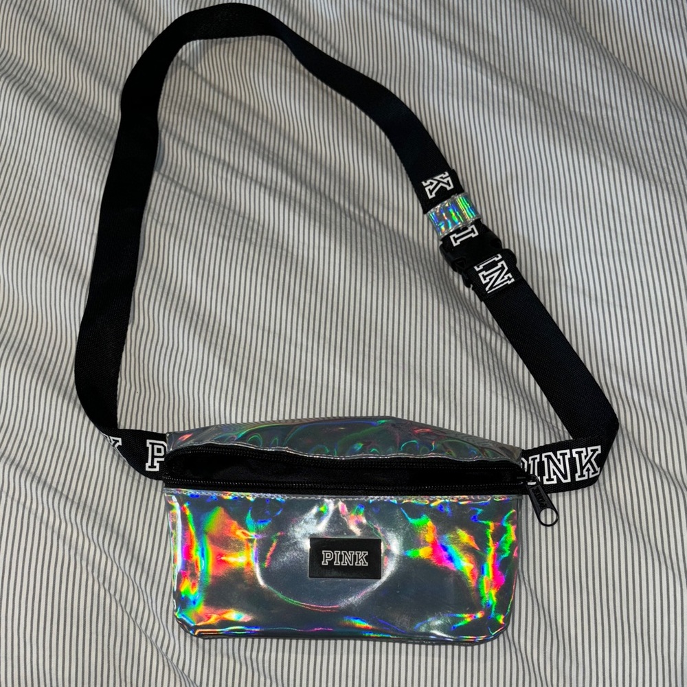 PINK Victoria's Secret Iridescent Bag with Black Strap